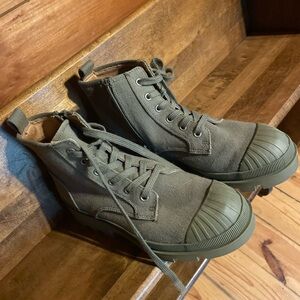 Women's Olive Canvas Ankle Boots